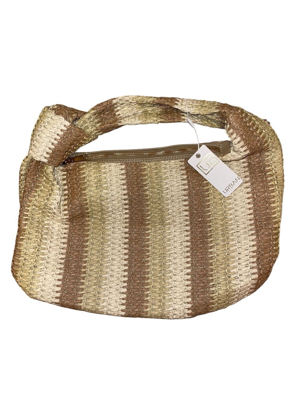 Urban Expressions Women’s Woven Stripe Hobo Bag in Beige and Brown